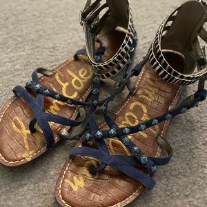 Sam Edelmann Royal Blue and Zebra Sandals with Embellishments size 9.5